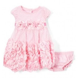 Pink Rosette Fit & Flare Dress & Diaper Cover 